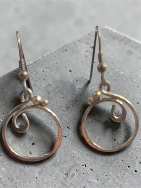 Vintage Sterling Silver Swirl Drop Earrings